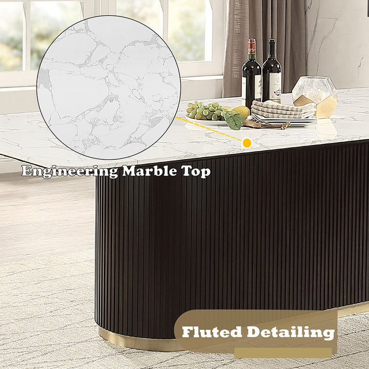 Clayten Dining Table w/Marble Top – features callout