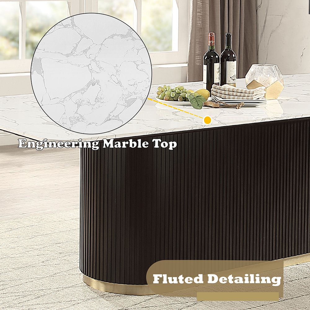 Clayten Dining Table w/Marble Top – features callout