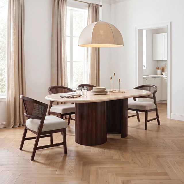 Narvik 5 Pc. Dining Table Set, Light Beige/Walnut - view 5