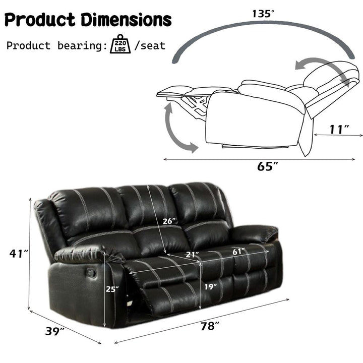 Zuriel Motion Sofa – dimensions diagram