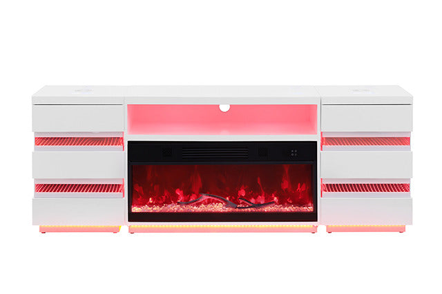Terni Tv Stand W/ Fireplace, White - view 11