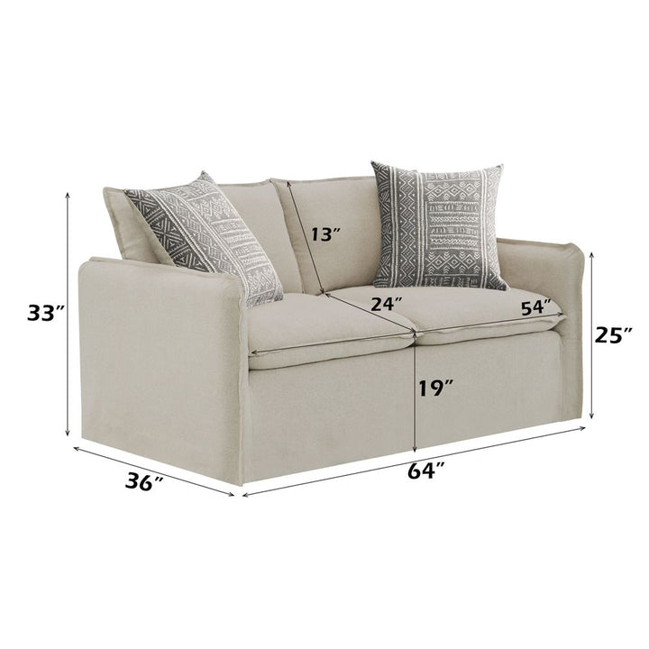 Upendo Loveseat W/2 Pillows – dimensions diagram