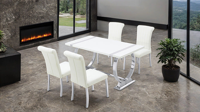 Holstebro 5 Pc 60" Dining Table Set, Silver/White - view 2