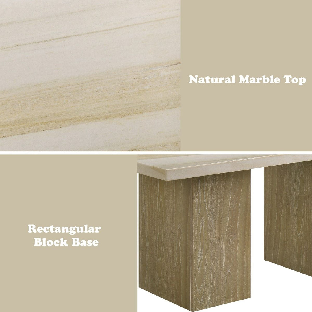 Olinda Dining Table w/Natrual Marble Top – features callout