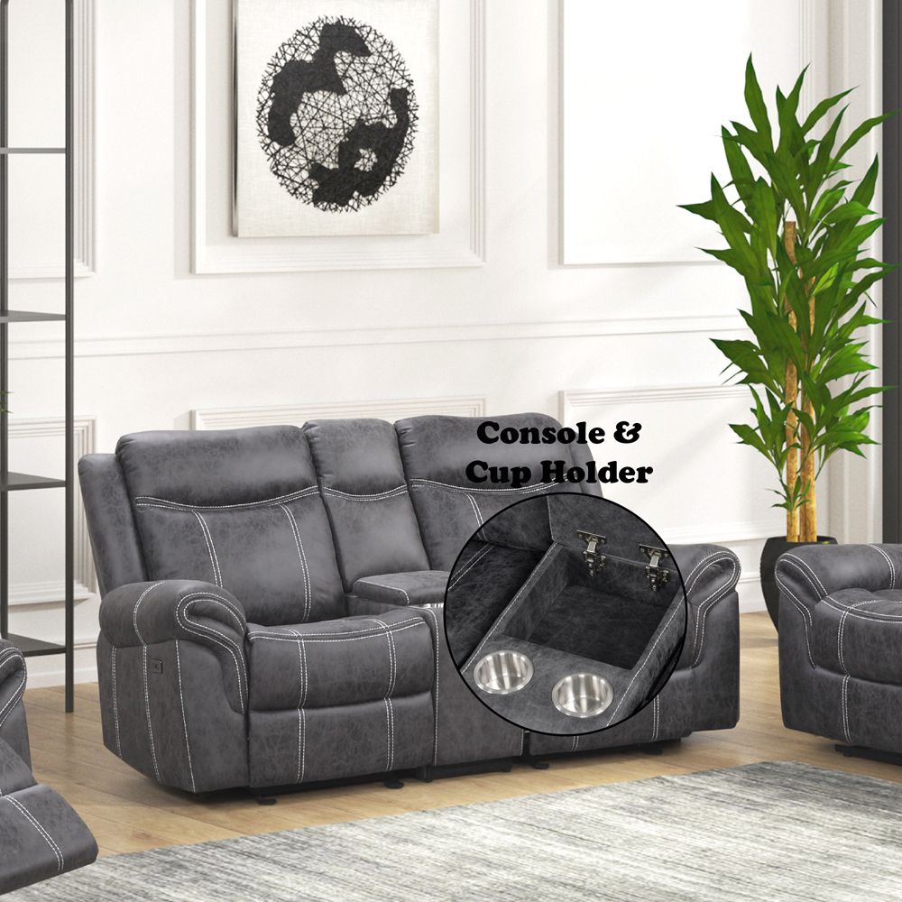 Zubaida Power Glider Motion Loveseat with USB