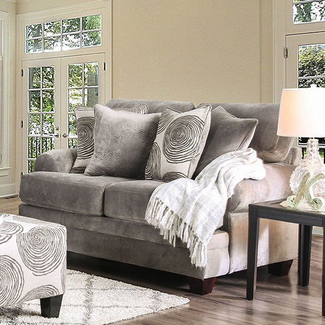 Bonaventura Love Seat, Gray/Pattern