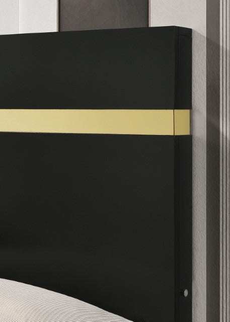 Lillestrom 5 Pc Queen Bedroom Set, Black/Gold - view 6