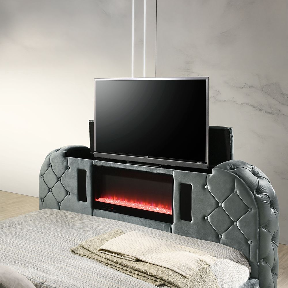 Kana Eastern King Bed w/LED, Fireplace & TV Stand – view 3