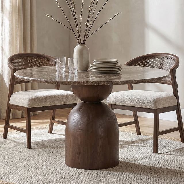 Cirava Round Dining Table, Dark Brown/Walnut - view 2