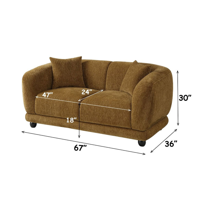 Lennox Loveseat w/2 Pillows – dimensions diagram
