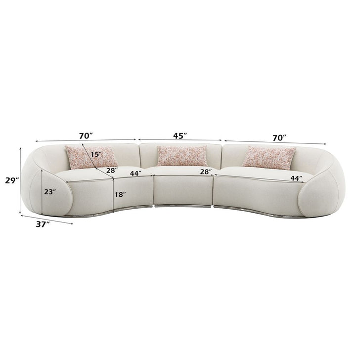 Sahara Sectional Sofa W/3 Pillows – dimensions diagram