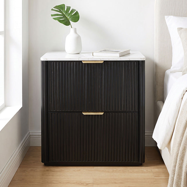 Lydd Nightstand W/ 2 Drawers, Black - view 9