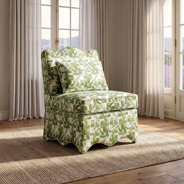Hemsworth Accent Chair, Toile De Jouy Olive Green/White - view 2