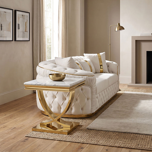 Wettingen End Table, Gold/White - view 3