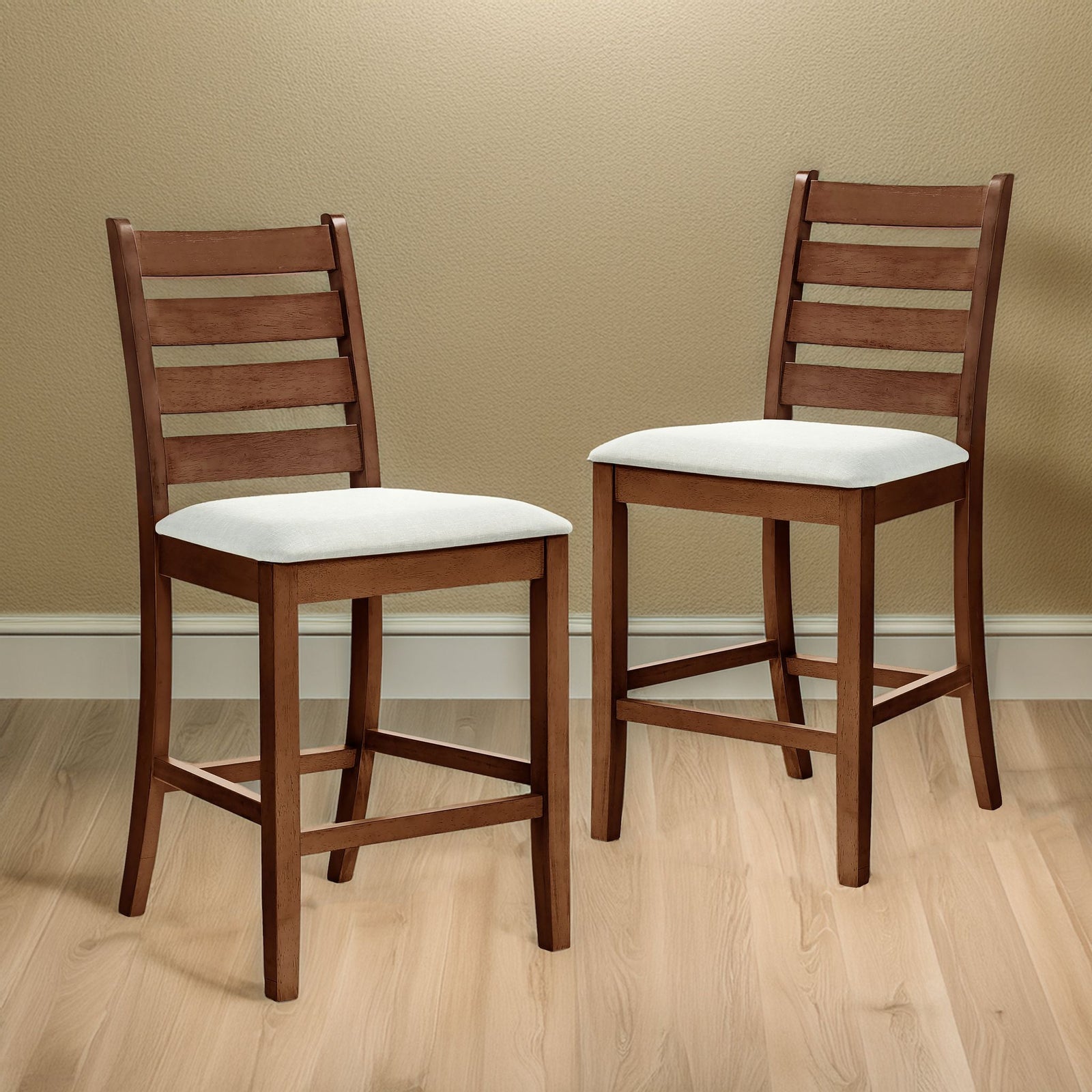 Pascal  Ladderback Counter Chair (2 Per Carton)-Walnut