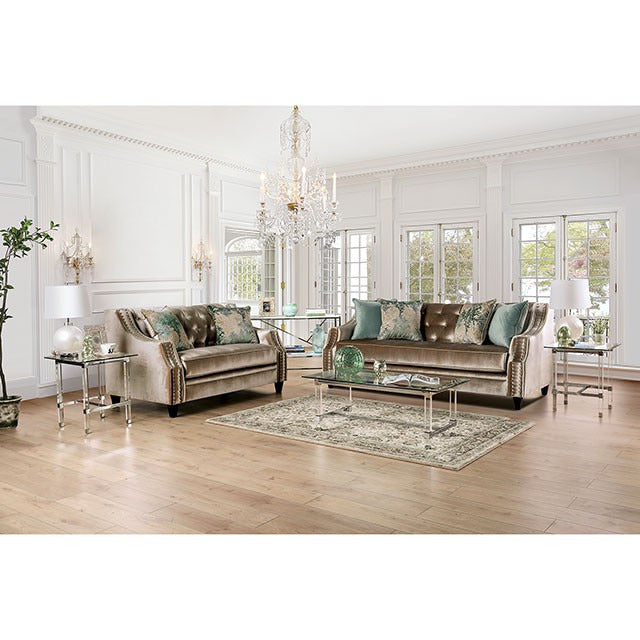 Elicia Sofa, Champagne/Turquoise - view 2