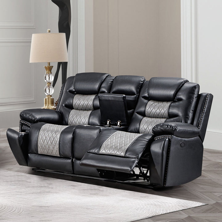 Nikko Console Loveseat W/pwr Fr-Black/gray