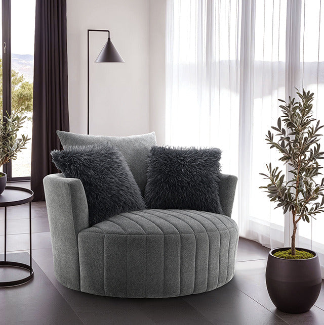 Hoople Channel Tufted Swivel Chair, Dark Gray - view 9