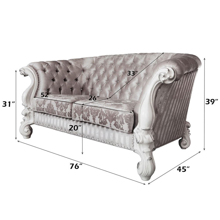 Versailles Loveseat W/5 Pillows – dimensions diagram