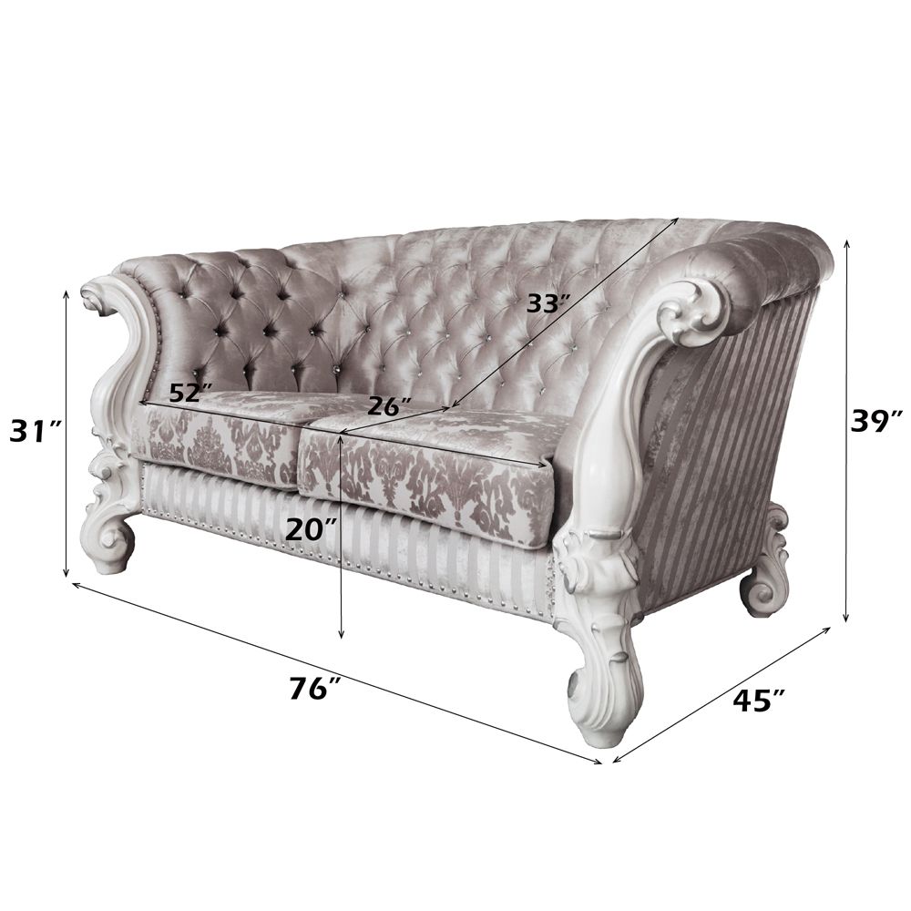 Versailles Loveseat W/5 Pillows – dimensions diagram