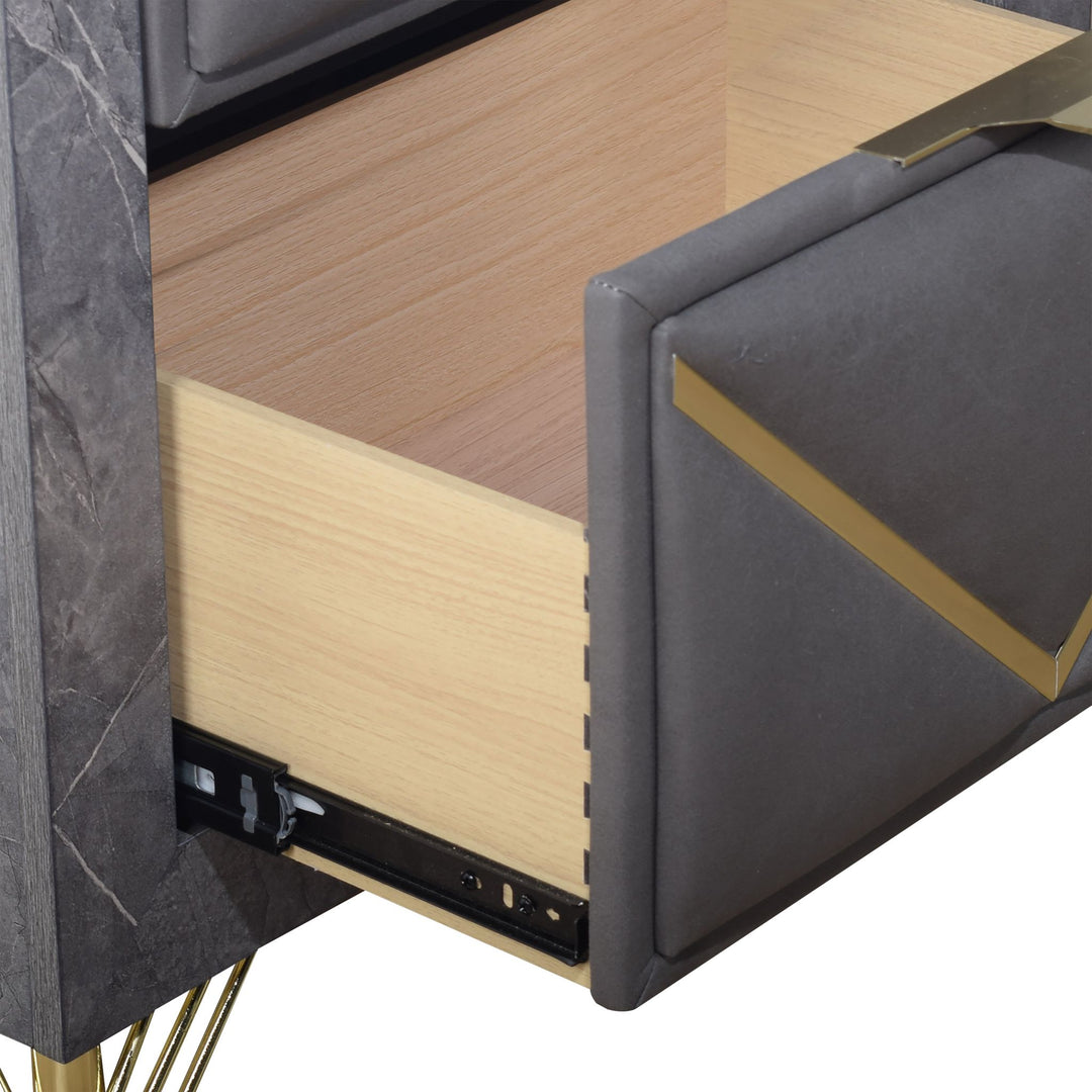 Symmetry 2 Drawer Nightstand-Charcoal