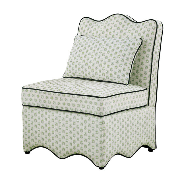 Hemsworth Accent Chair, Paisley Green/White