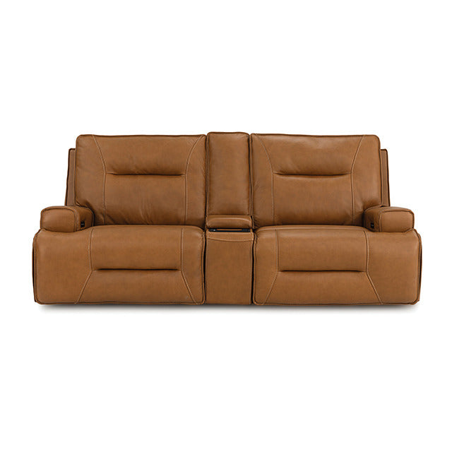Dallas Oversized Power Loveseat, Camel Brown