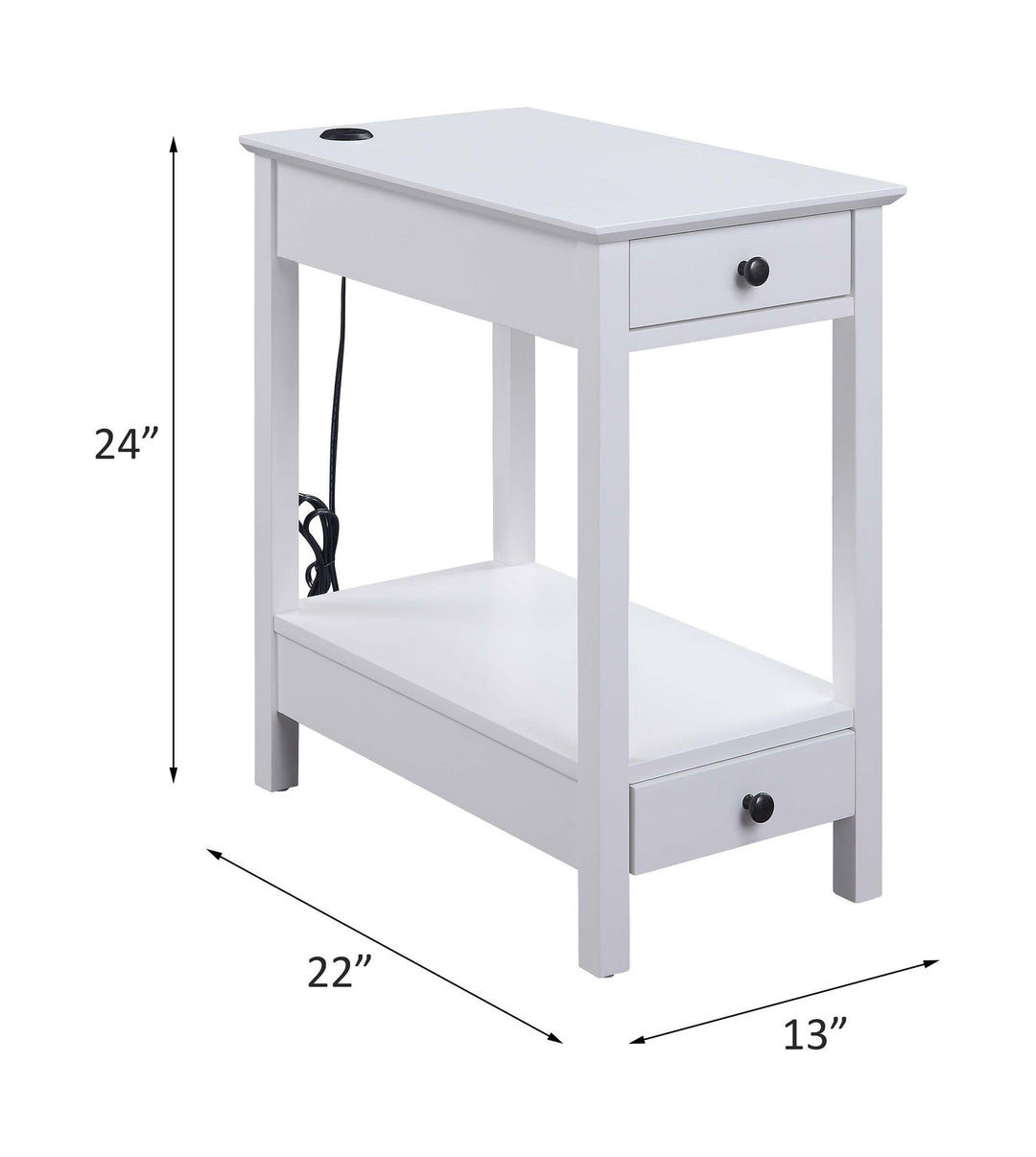 Byzad Accent Table W/USB – line drawing