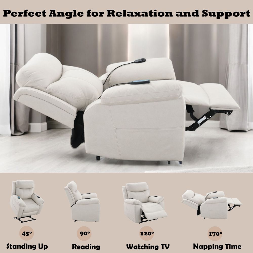 Chriki Power Recliner w/Lift & Heating & Massage – features callout