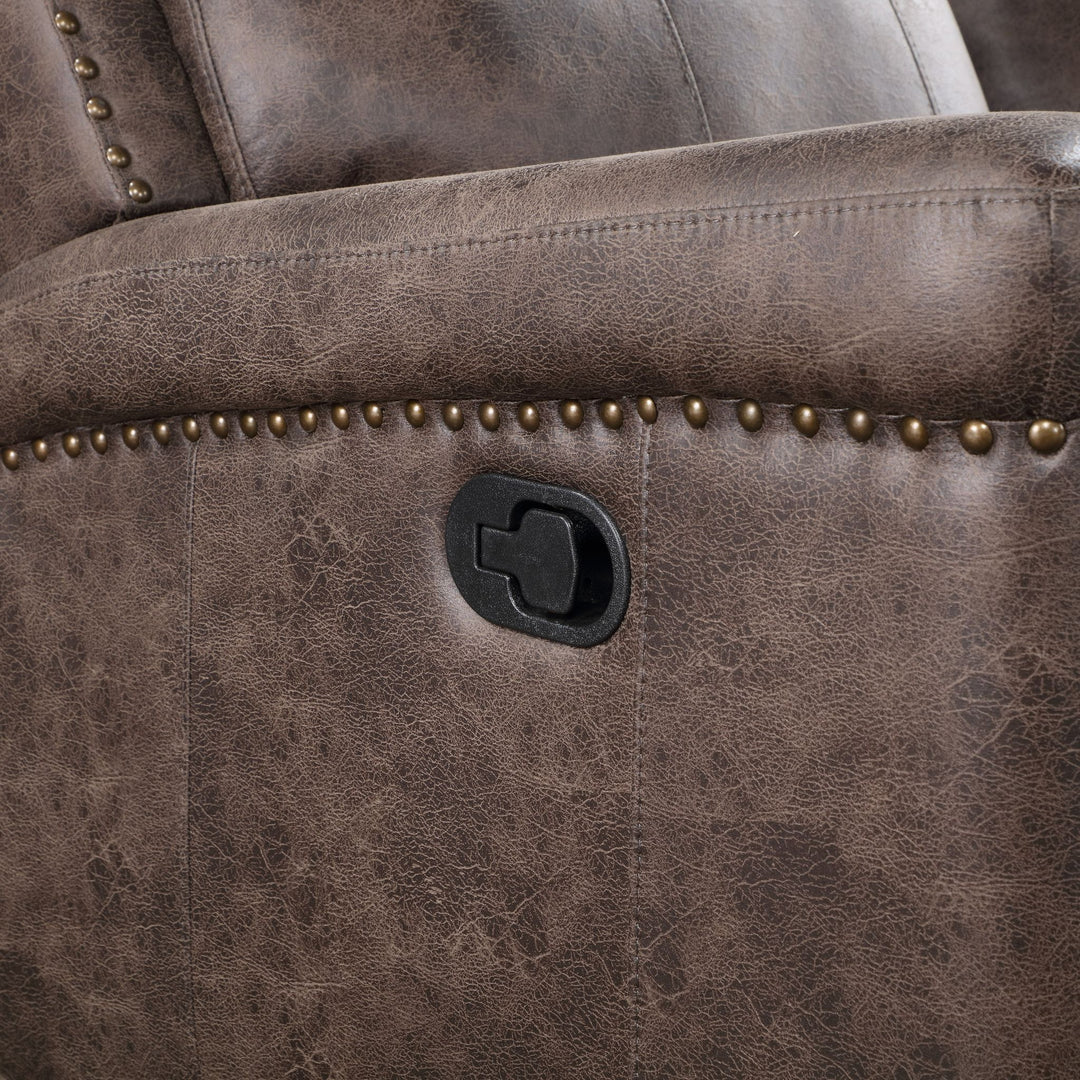Quade Console Loveseat W/ Dual Recliners-Mocha