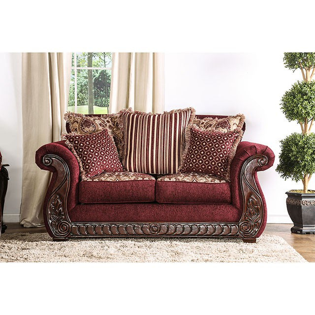 Tabitha Love Seat, Wine/Gold - view 3