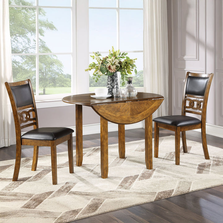 Gia 3 Pc 42" Drop Leaf Dining Table &amp; 2 Chairs-Brown