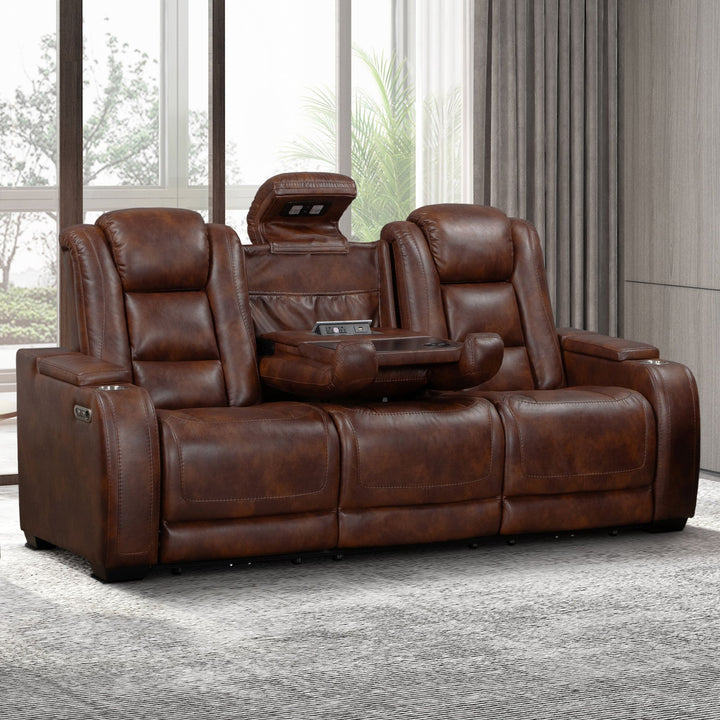 Chester Reclining Sofa W/pwr Hr &amp; Fr-Brown