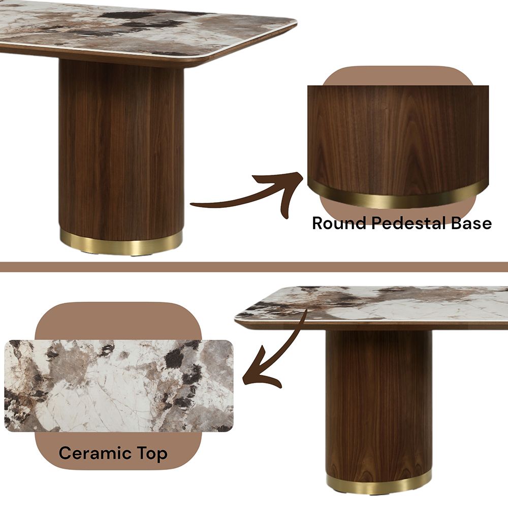 Willene Dining Table w/Ceramic Top – features callout