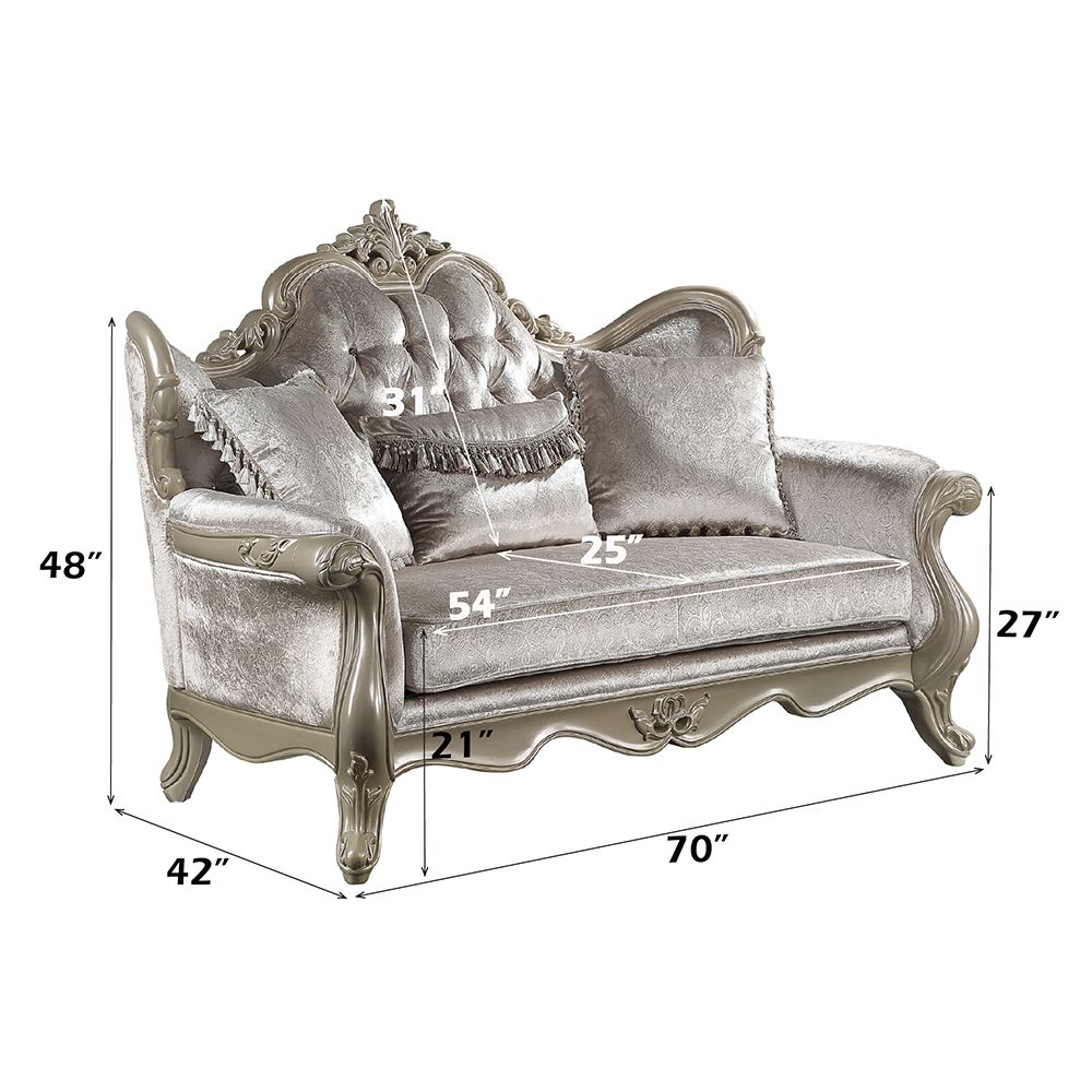 Libertee Loveseat w/3 Pillows – dimensions diagram