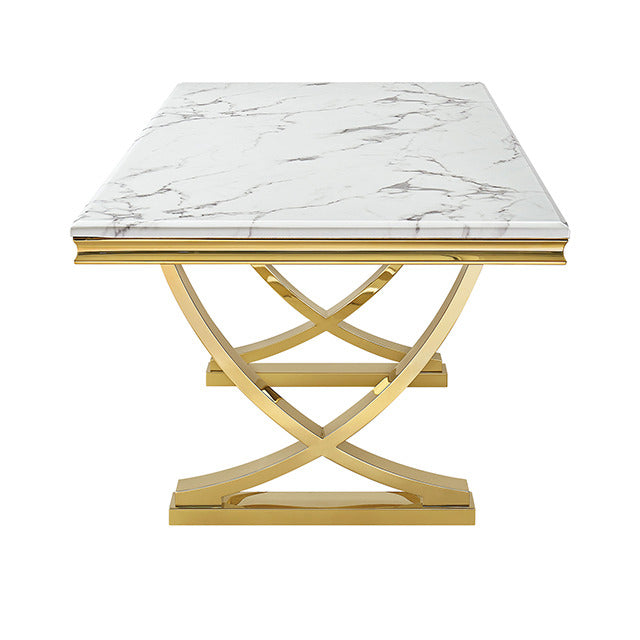 Wadenstil Dining Table, Gold/White - view 10