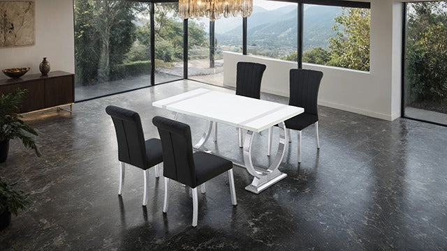 Holstebro 5 Pc 60" Dining Table Set, Silver/Black - view 2