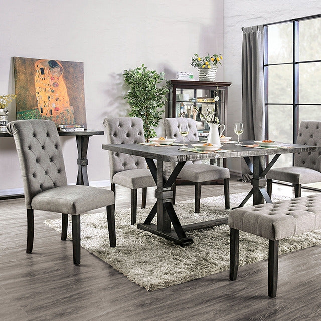 Alfred 6 Pc Dining Table Set W/ Bench, Antique Black