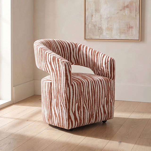 Tresa Dining Arm Chair W/ Casters, Sundowner Orange - view 6