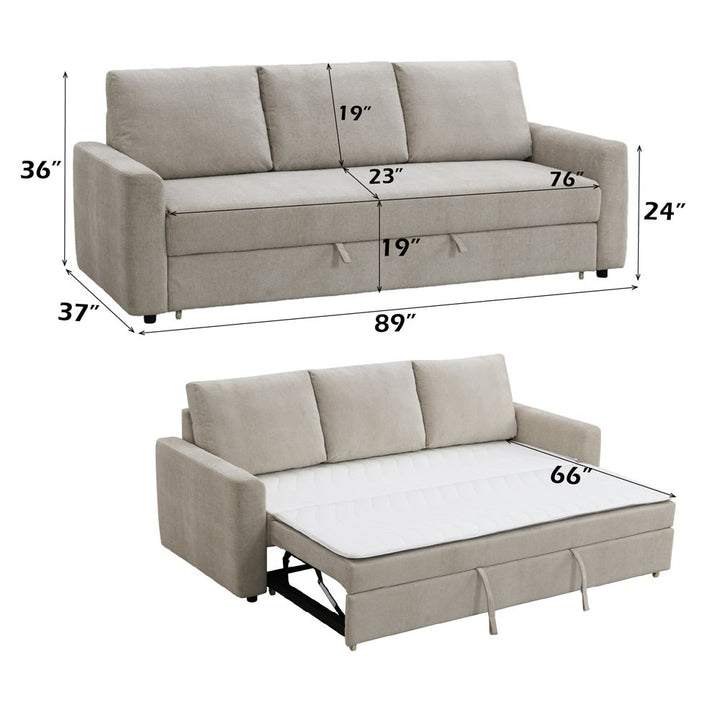 Leira Sofa W/Sleeper – dimensions diagram
