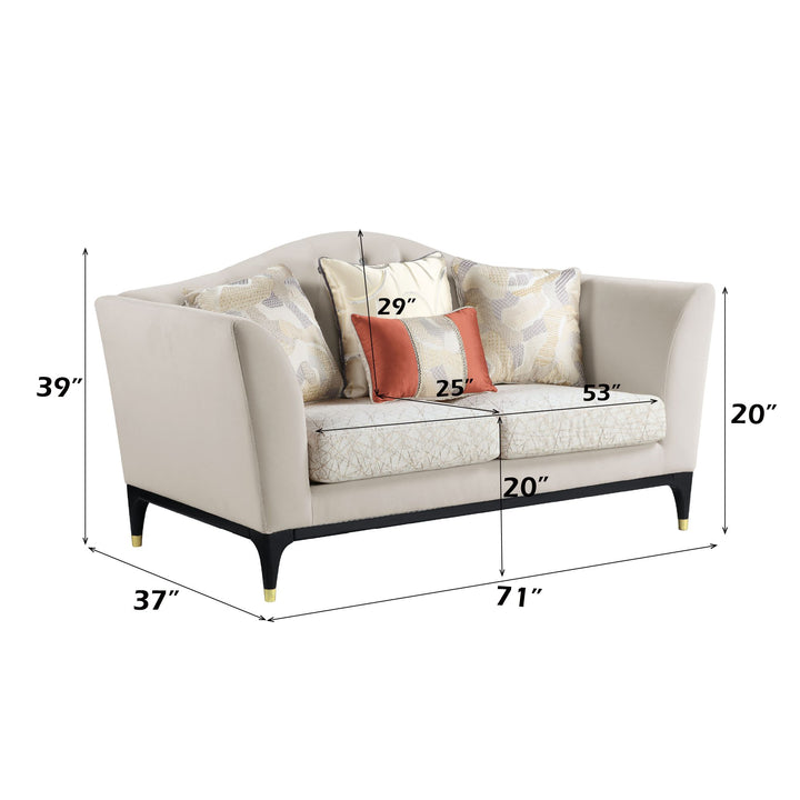 Tayden Loveseat W/4 Pillows – dimensions diagram