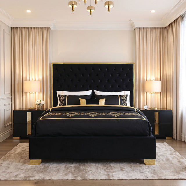 Vastano Bed, Black/Gold - view 2