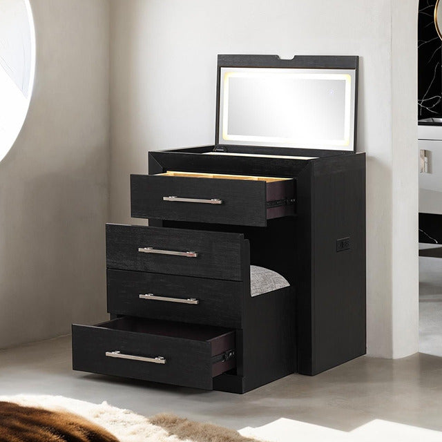 Ashbourne Bedside Vanity Set W/ Stool, Black - view 5