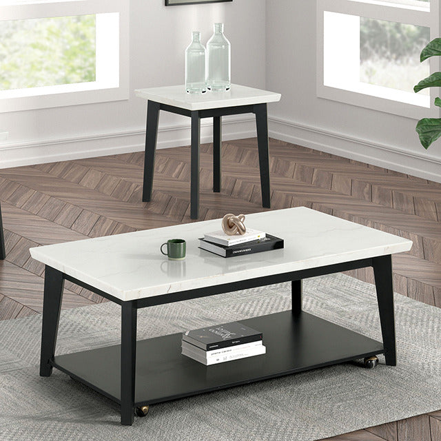 Thisted Rectangle Marble Coffee Table W/ Casters - view 2