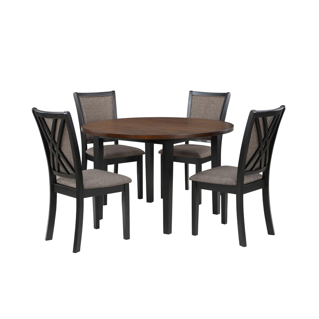 Potomac 48" Round Dining Table & 4 Chairs-Brown/black