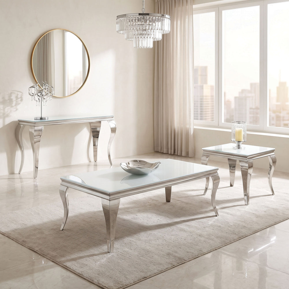 Wetzikon End Table, Silver/White - view 3