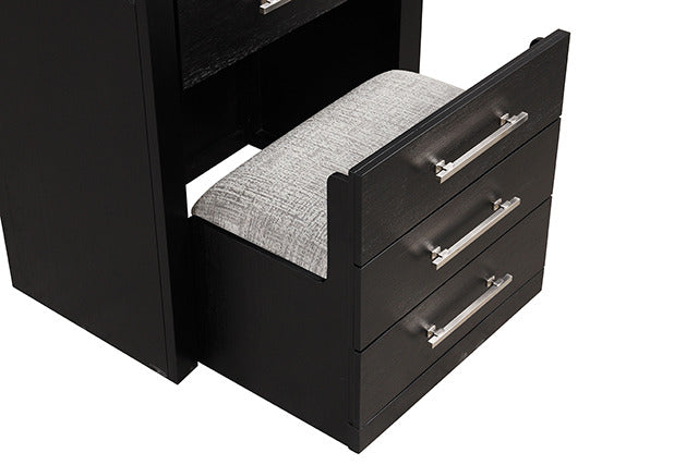 Ashbourne Bedside Vanity Set W/ Stool, Black - view 3