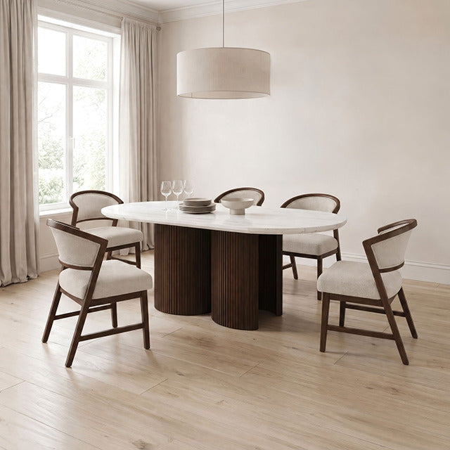 Narvik 5 Pc. Dining Table Set, White/Walnut - view 5