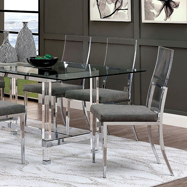Casper 7 Pc Dining Table Set, Chrome