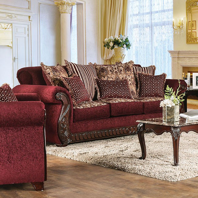 Tabitha Sofa, Wine/Gold